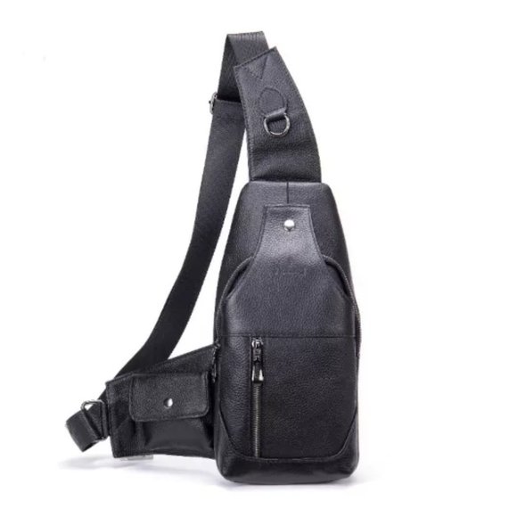 Noblag Eli Black Sling Messenger Bags Fanny Pack For Men Chest Bag